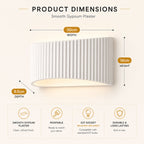 Onda Ribbed Paintable Up Down Wall Light — Plaster, White