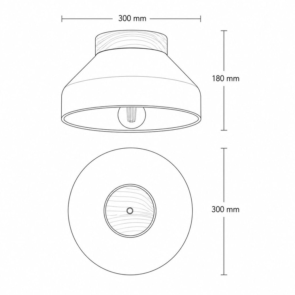 Oslo ceiling light dimensions drawing: 300mm diameter, 180mm high