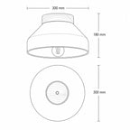 Oslo ceiling light dimensions drawing: 300mm diameter, 180mm high