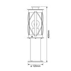 Lucia 40cm bollard dimensions drawing: 400mm high, 120mm diameter