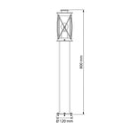 Lucia 80cm bollard dimensions drawing: 800mm high, 120mm diameter