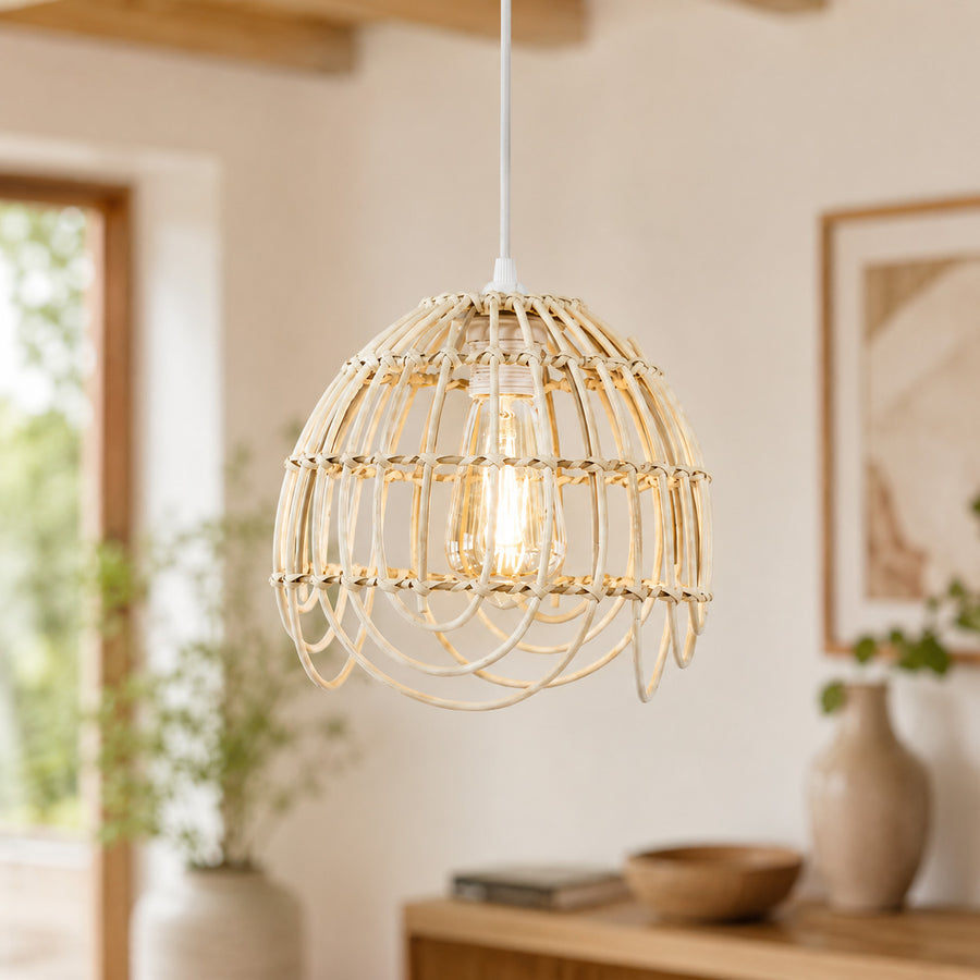 Palmite Rattan Pendant Light — Natural Woven, 35cm