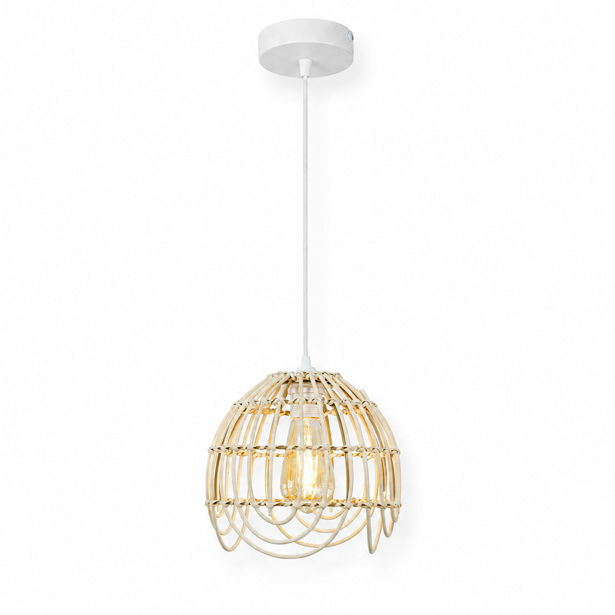 Palmite Rattan Pendant Light — Natural Woven, 23cm