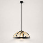 Perna Bamboo & Black Metal Pendant — Natural Slat, 40cm