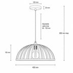 Perna Bamboo & Black Metal Pendant — Natural Slat, 40cm