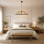 Perna Bamboo & Black Metal Pendant — Natural Slat, 80cm