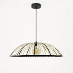 Perna Bamboo & Black Metal Pendant — Natural Slat, 80cm
