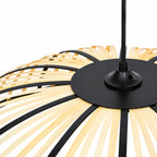 Perna Bamboo & Black Metal Pendant — Natural Slat, 40cm