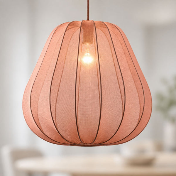 Piera Fabric Pendant Light — Terracotta Pink, 45 cm