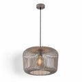 Raina light grey open sphere wire pendant light with filament bulb, on white