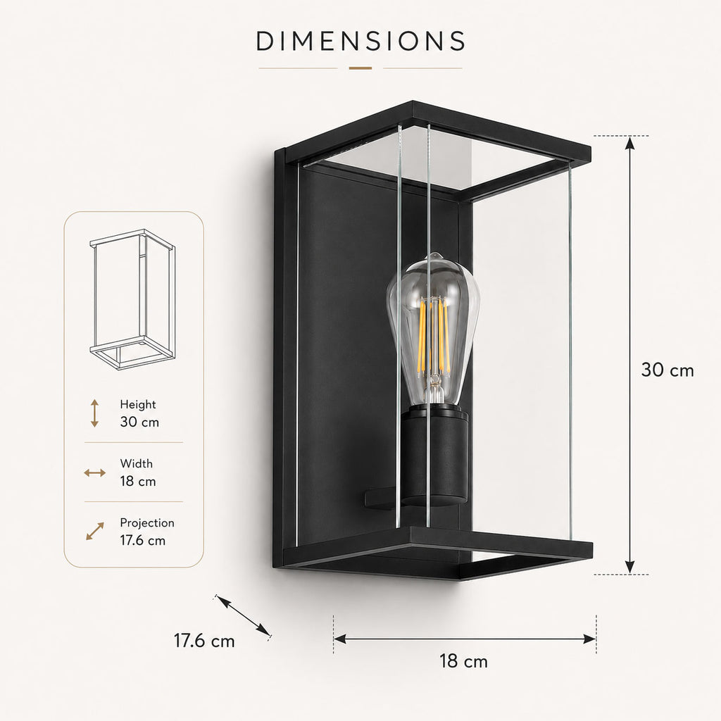 Ravenna Outdoor Box Wall Light — Glass, Anthracite