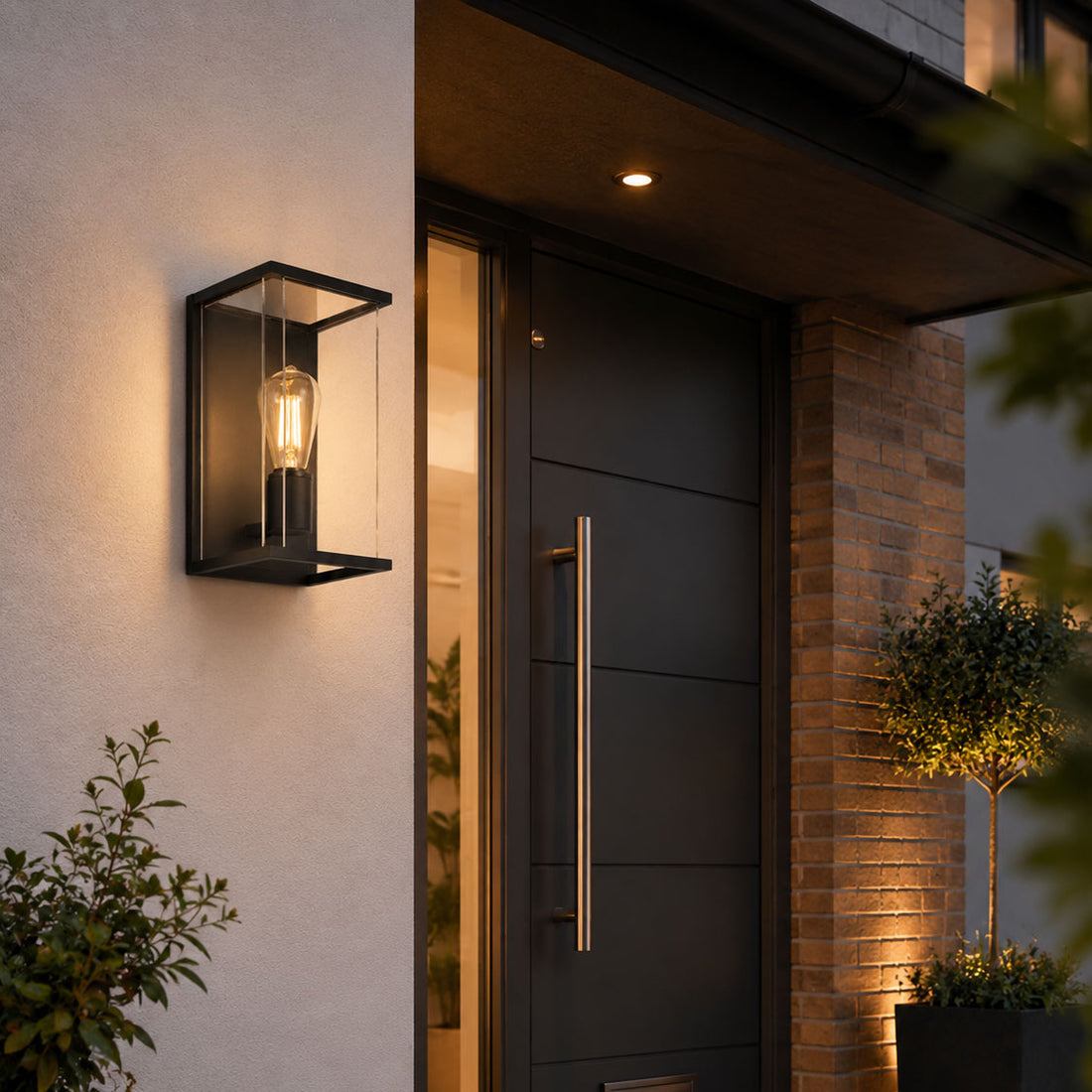 How Ravenna Outdoor Box Wall Light — Glass, Anthracite lights a room