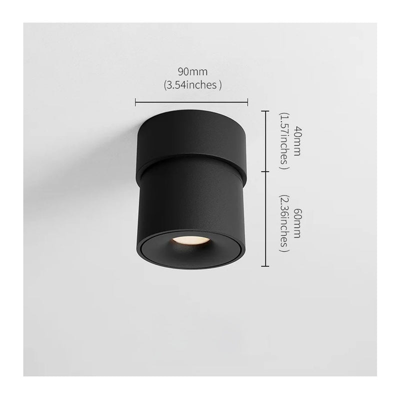 Renzo Rotatable 360° LED Spot Light — Dimmable, Warm White, Matt Black dimensions