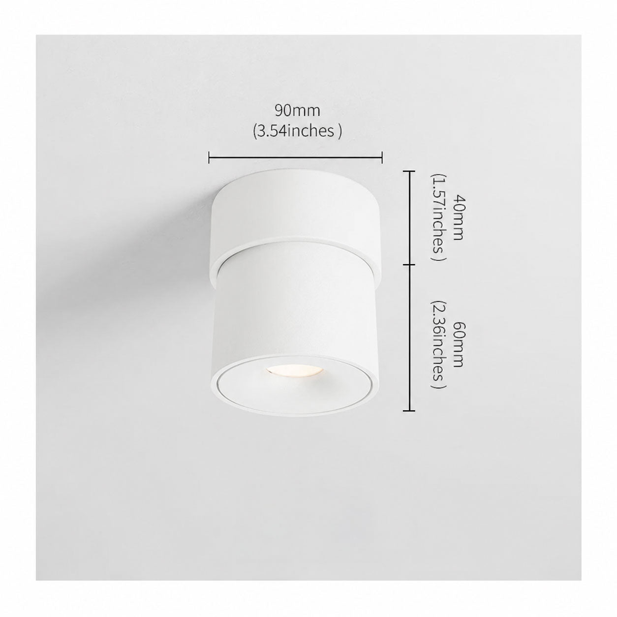 Renzo Rotatable 360° LED Spot Light — Dimmable, Warm White, Matt White dimensions
