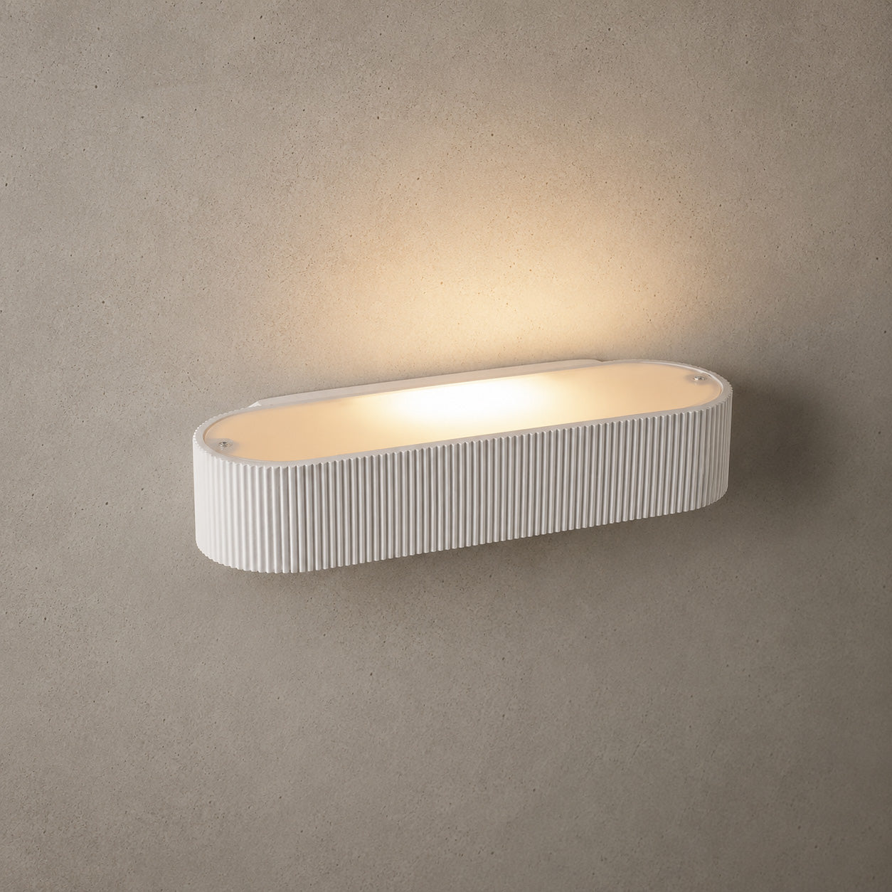 Bellona Ribbed Plaster Wall Light — Paintable White