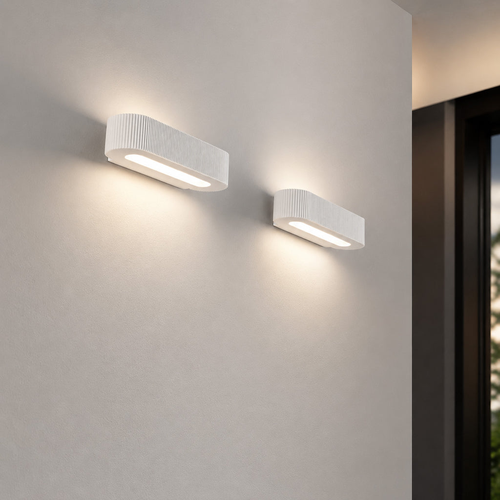 Bellona Ribbed Plaster Wall Light — Paintable White