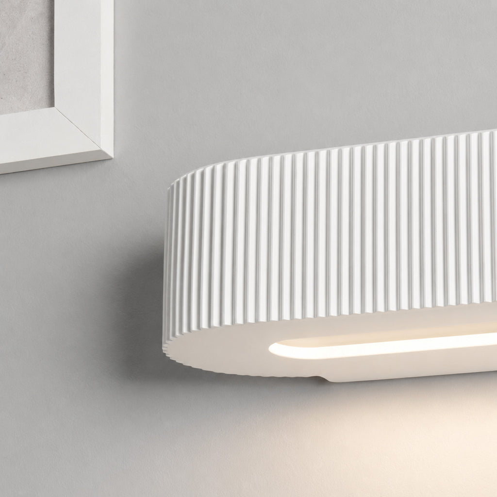 Bellona Ribbed Plaster Wall Light — Paintable White