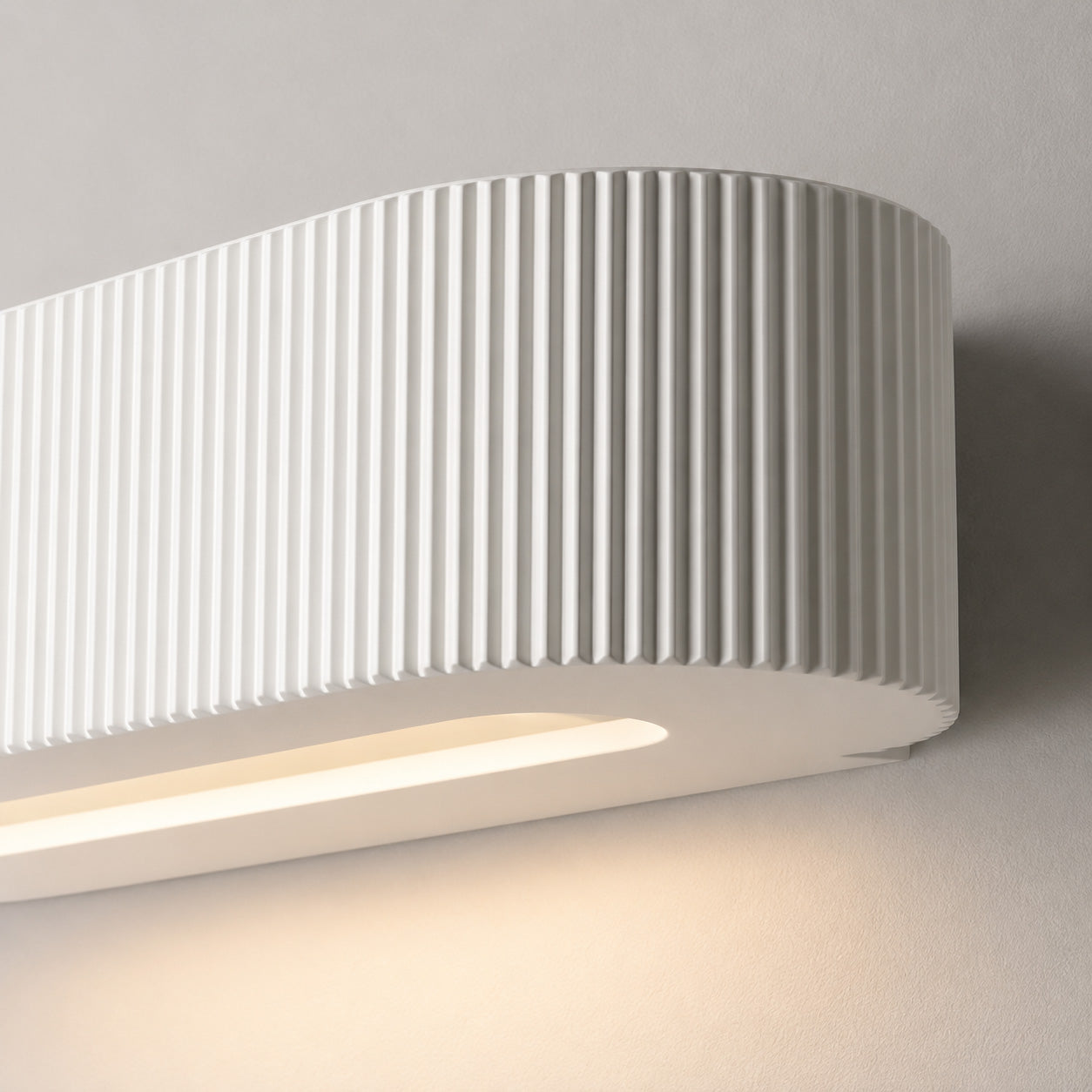 Bellona Ribbed Plaster Wall Light — Paintable White