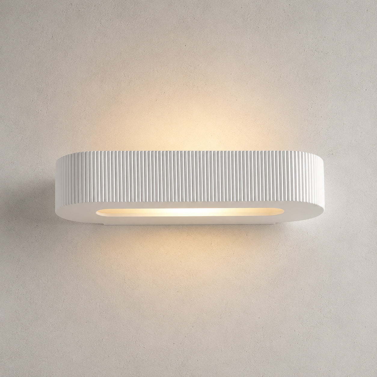 Bellona Ribbed Plaster Wall Light — Paintable White