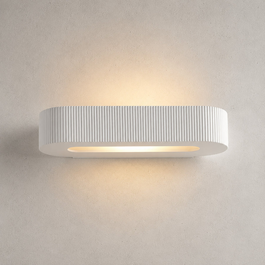 Bellona Ribbed Plaster Wall Light — Paintable White