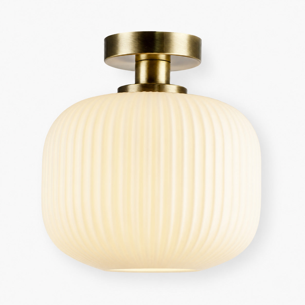 Rivoli Ribbed Ceiling Light — Glass, Antique Brass