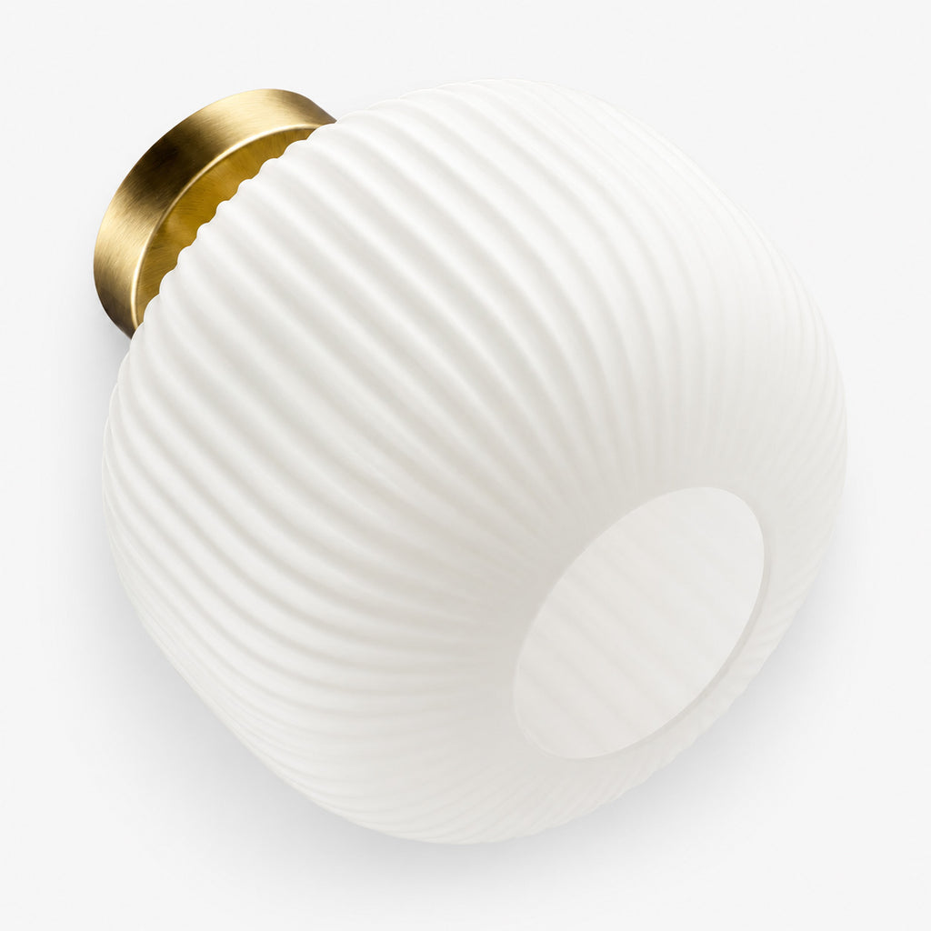 Rivoli Ribbed Ceiling Light — Glass, Antique Brass