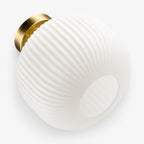 Rivoli Ribbed Ceiling Light — Glass, Antique Brass