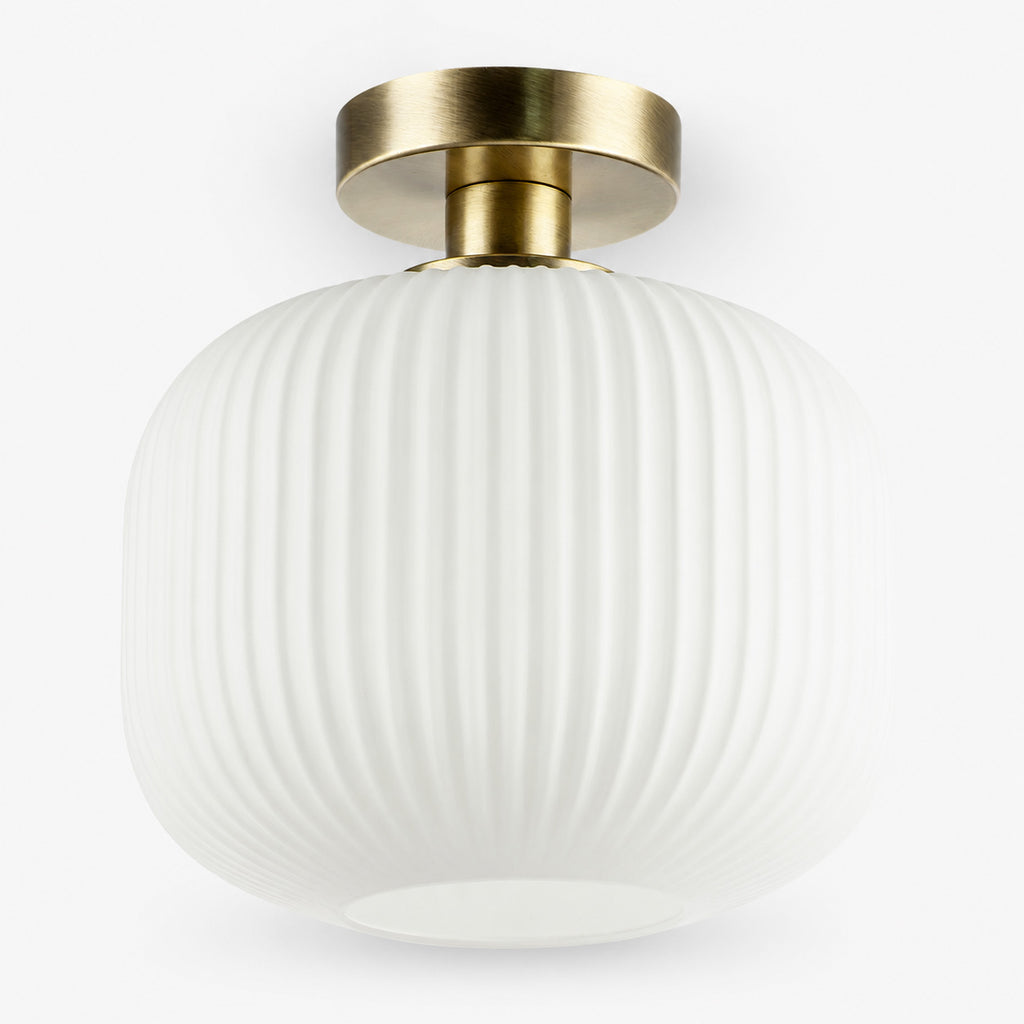 Rivoli Ribbed Ceiling Light — Glass, Antique Brass