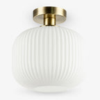 Rivoli Ribbed Ceiling Light — Glass, Antique Brass