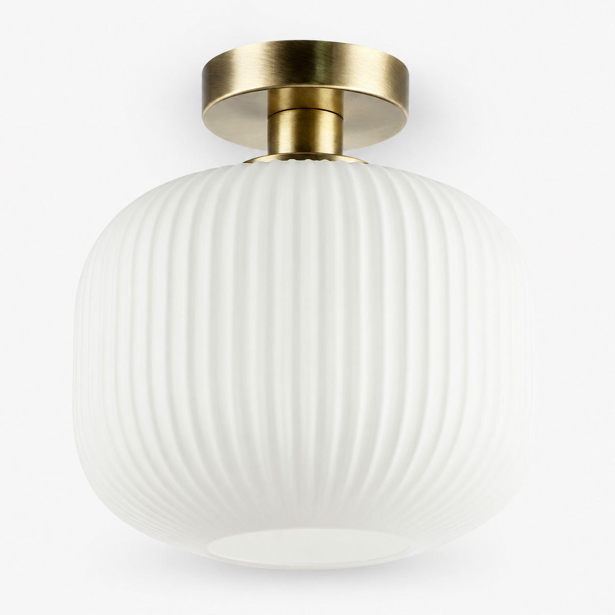 Rivoli Ribbed Ceiling Light — Glass, Antique Brass