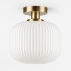 Rivoli Ribbed Ceiling Light — Glass, Antique Brass