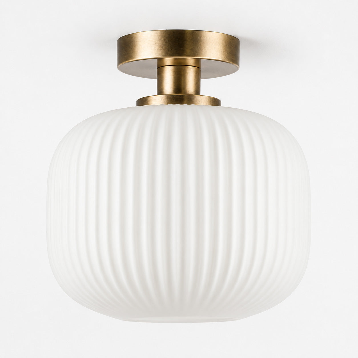 Rivoli Ribbed Ceiling Light — Glass, Antique Brass