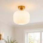 Rivoli Ribbed Ceiling Light — Glass, Antique Brass