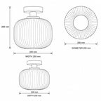 Rivoli ceiling light dimensions drawing: 250mm diameter, 260mm height