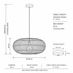 Rosco XXL Woven Rattan Pendant Light — Multi-Colour, 58cm