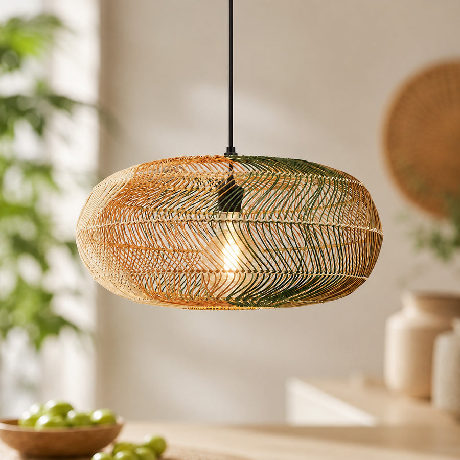 Rosco XXL Woven Rattan Pendant Light — Multi-Colour, 58cm
