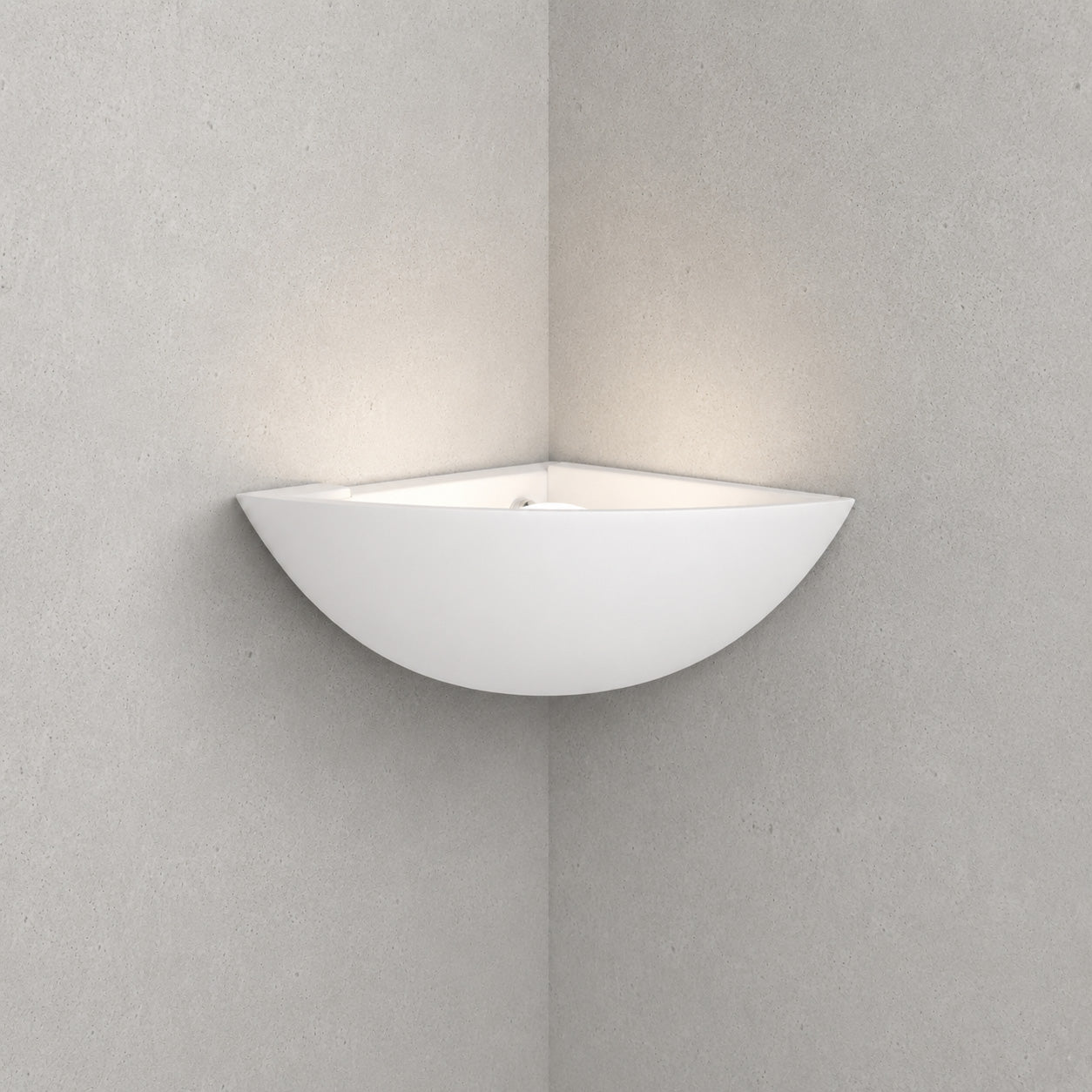 Santorini Corner Wall Light — Paintable White Plaster, Uplight