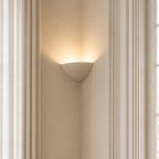 Santorini Corner Wall Light — Paintable White Plaster, Uplight