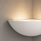 Santorini Corner Wall Light — Paintable White Plaster, Uplight