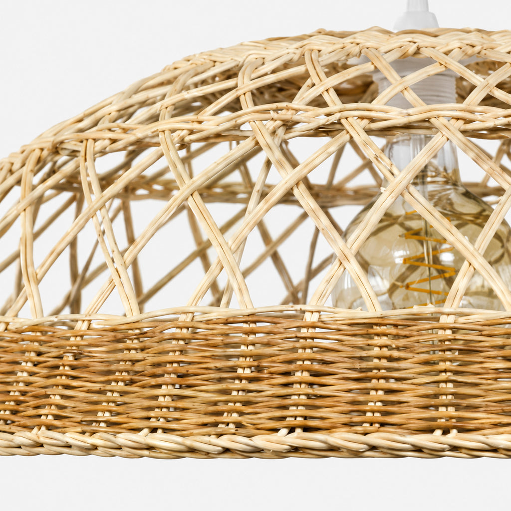 Saranne Two-Tone Rattan Pendant Light — Natural & Brown, 57cm