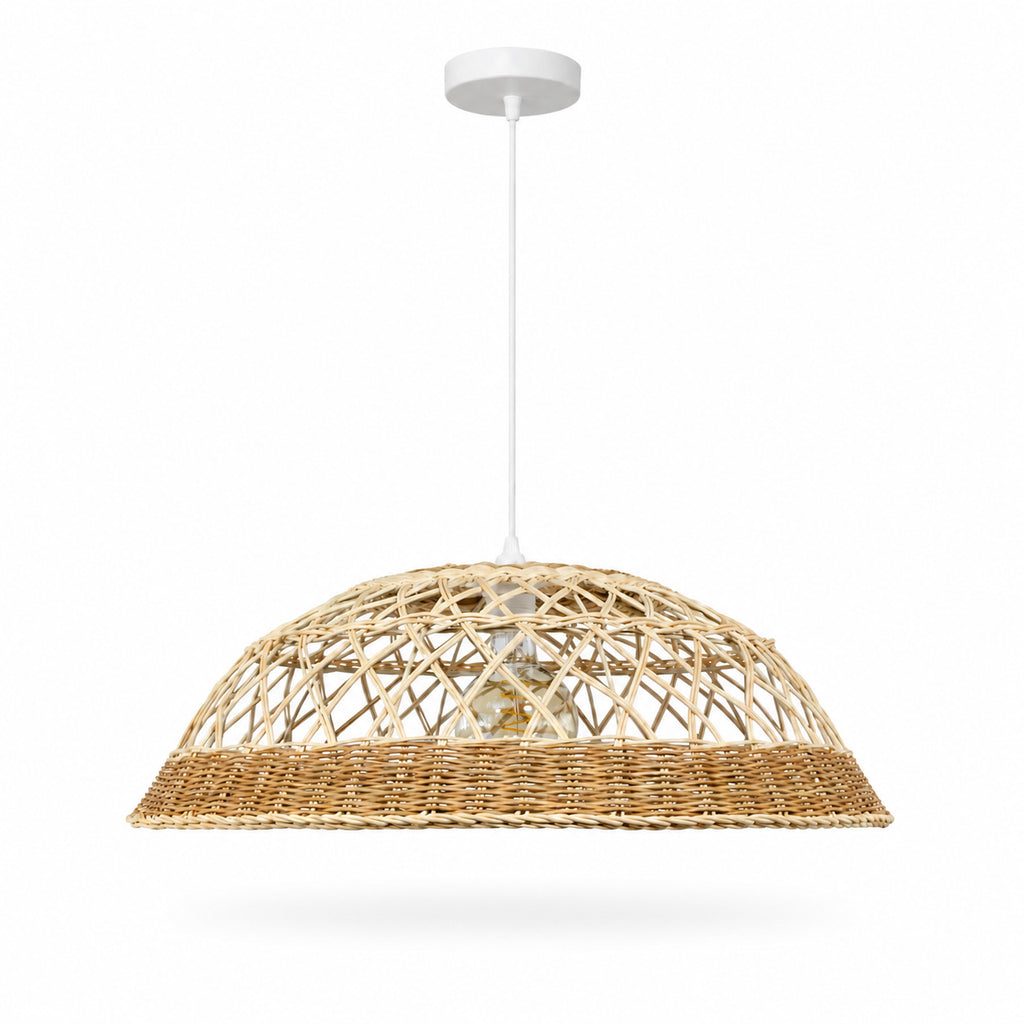 Saranne Two-Tone Rattan Pendant Light — Natural & Brown, 57cm