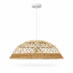 Saranne Two-Tone Rattan Pendant Light — Natural & Brown, 57cm