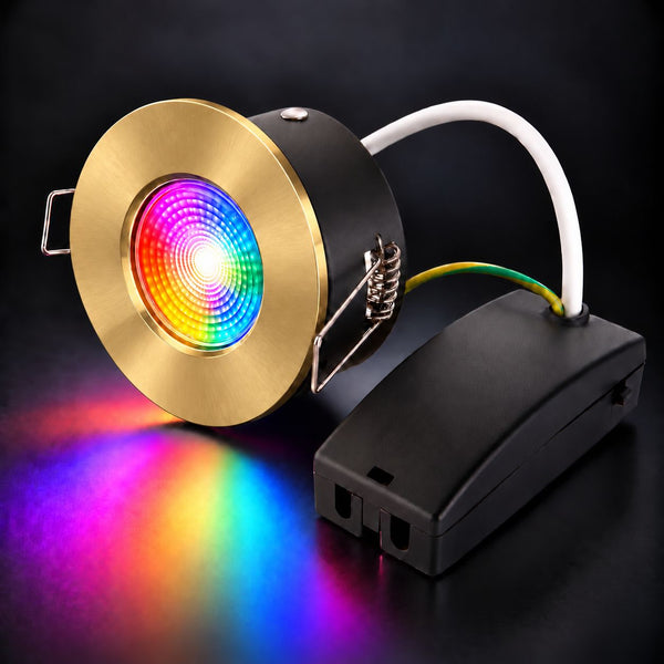 Creo Smart RGB Fire Rated Downlight — Satin Brass, IP20