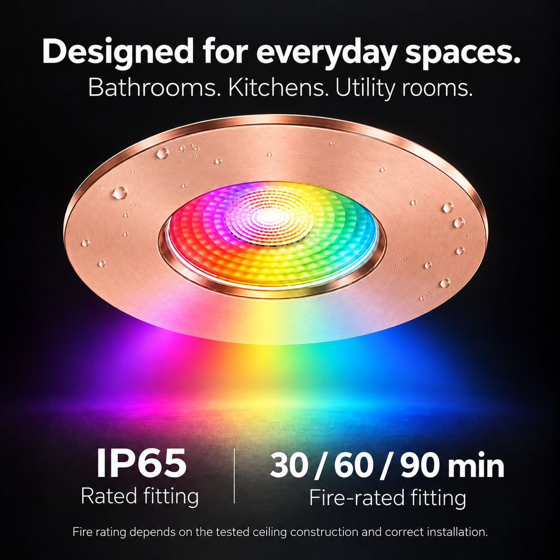 Creo Smart RGB Fire Rated Downlight — Copper, IP65