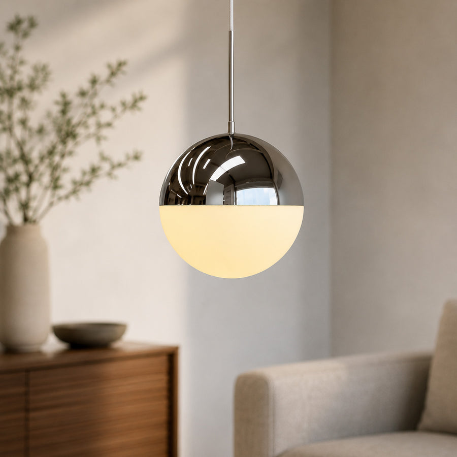 Selene Spherical Pendant Light — Opal Chrome
