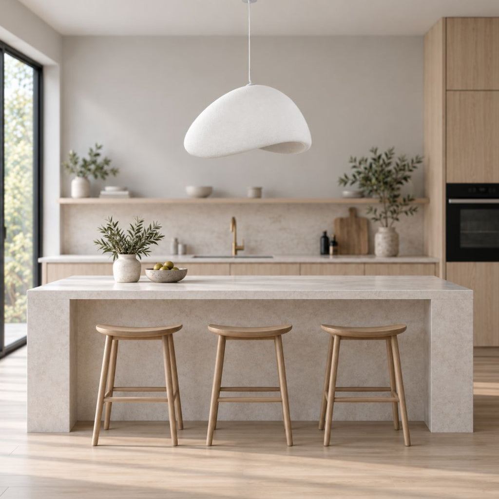 Senja Cloud Stone-Effect Pendant Light — White, 80 cm