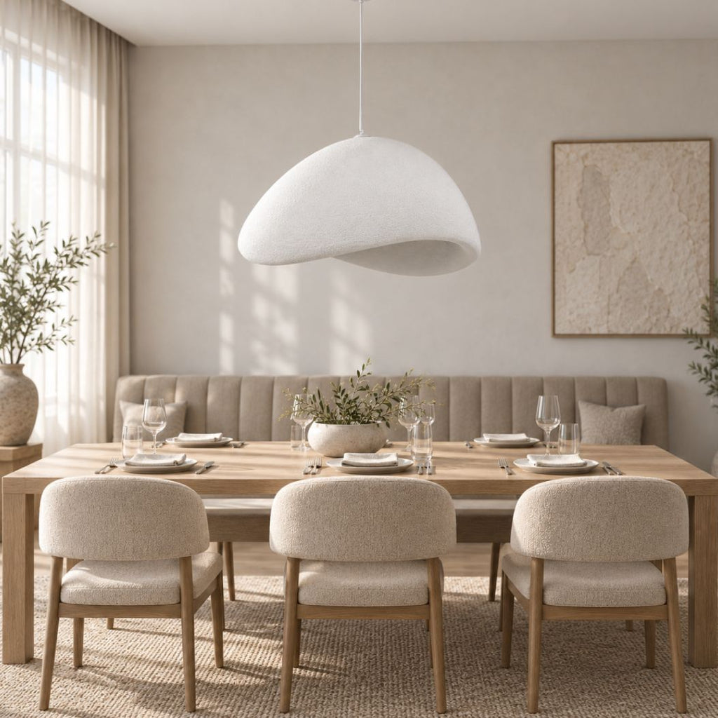 Senja Cloud Stone-Effect Pendant Light — White, 80 cm