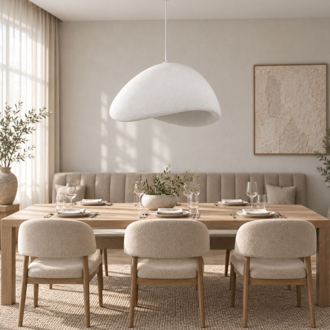 Senja Cloud Stone-Effect Pendant Light — White, 80 cm
