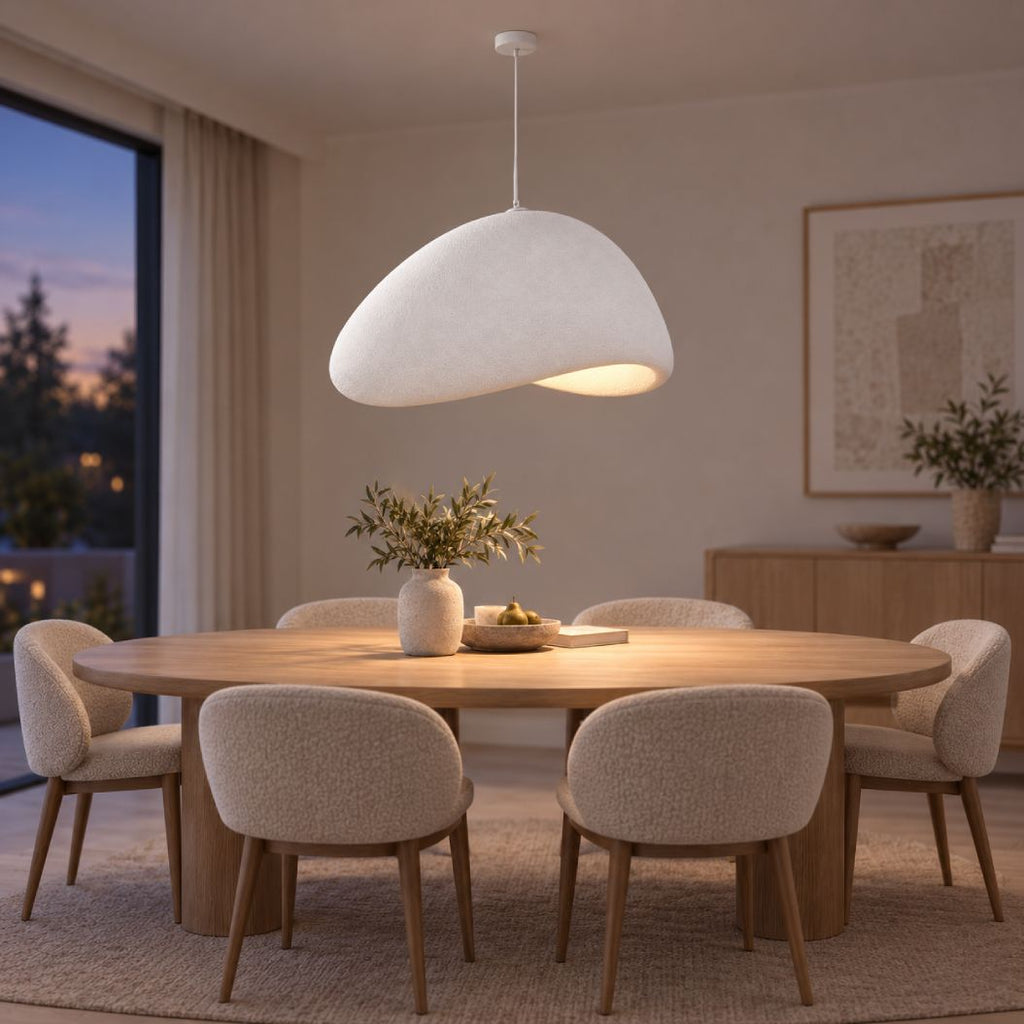 Senja Cloud Stone-Effect Pendant Light — White, 80 cm