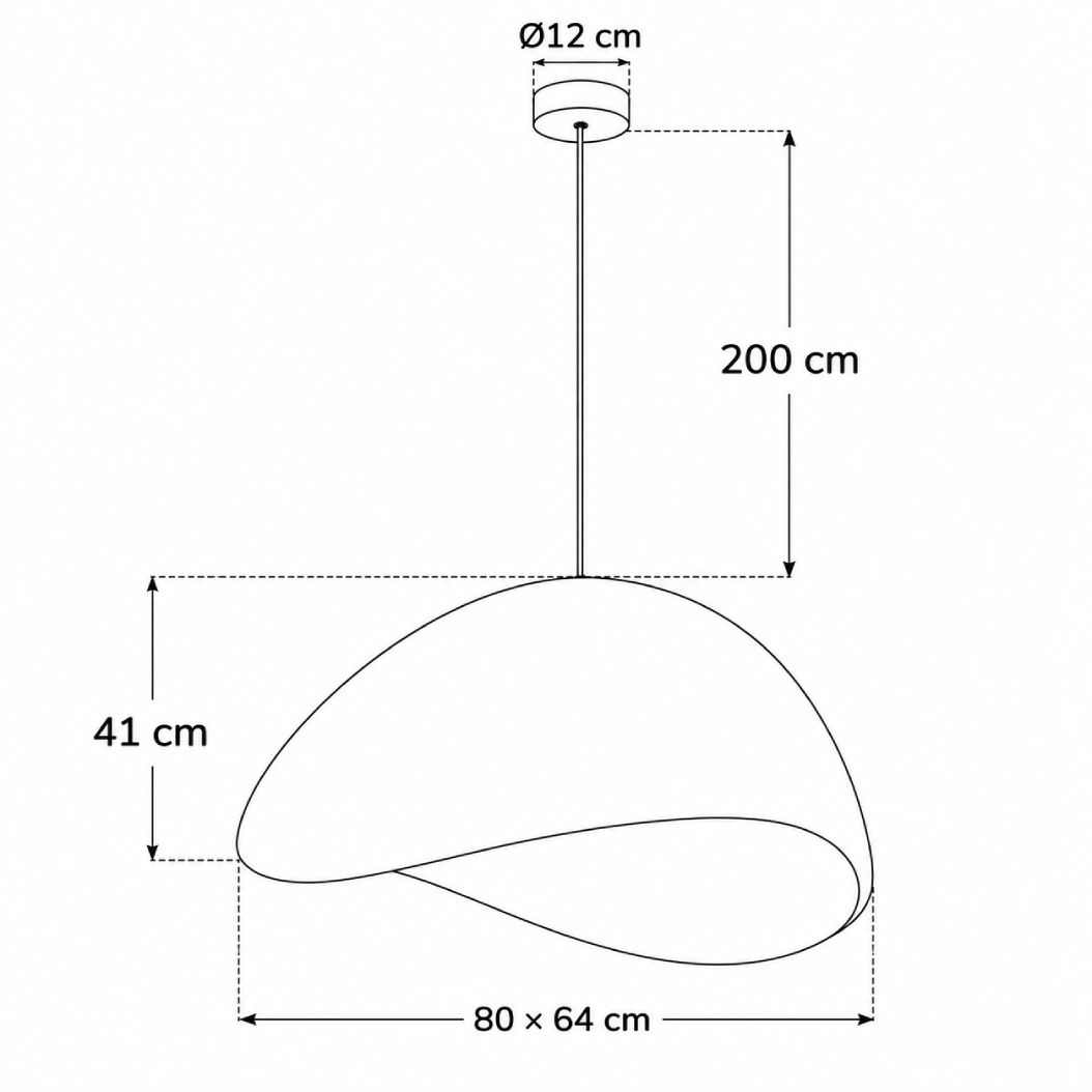 Dimensions for Senja Cloud Stone-Effect Pendant Light — White, 80 cm